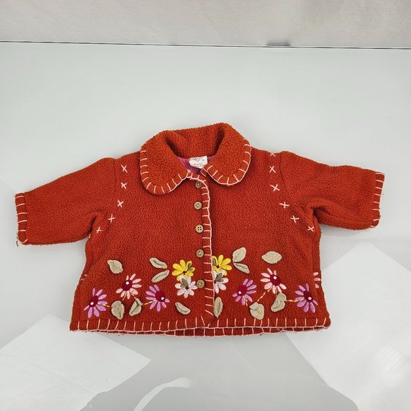 Vintage Oilily Baby Girl 62 Warm Boho Embroidered Orange Fall Jacket 3-6 - Picture 1 of 4